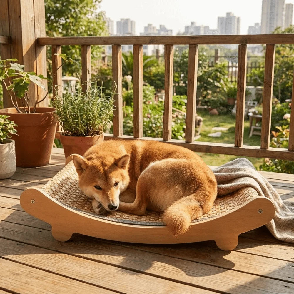 Arc Shaped Cat Rocking Chair Removable Wear-Resistant Cat Sleeping Bed Cooling Breathable Cat Scratching Pads Playing