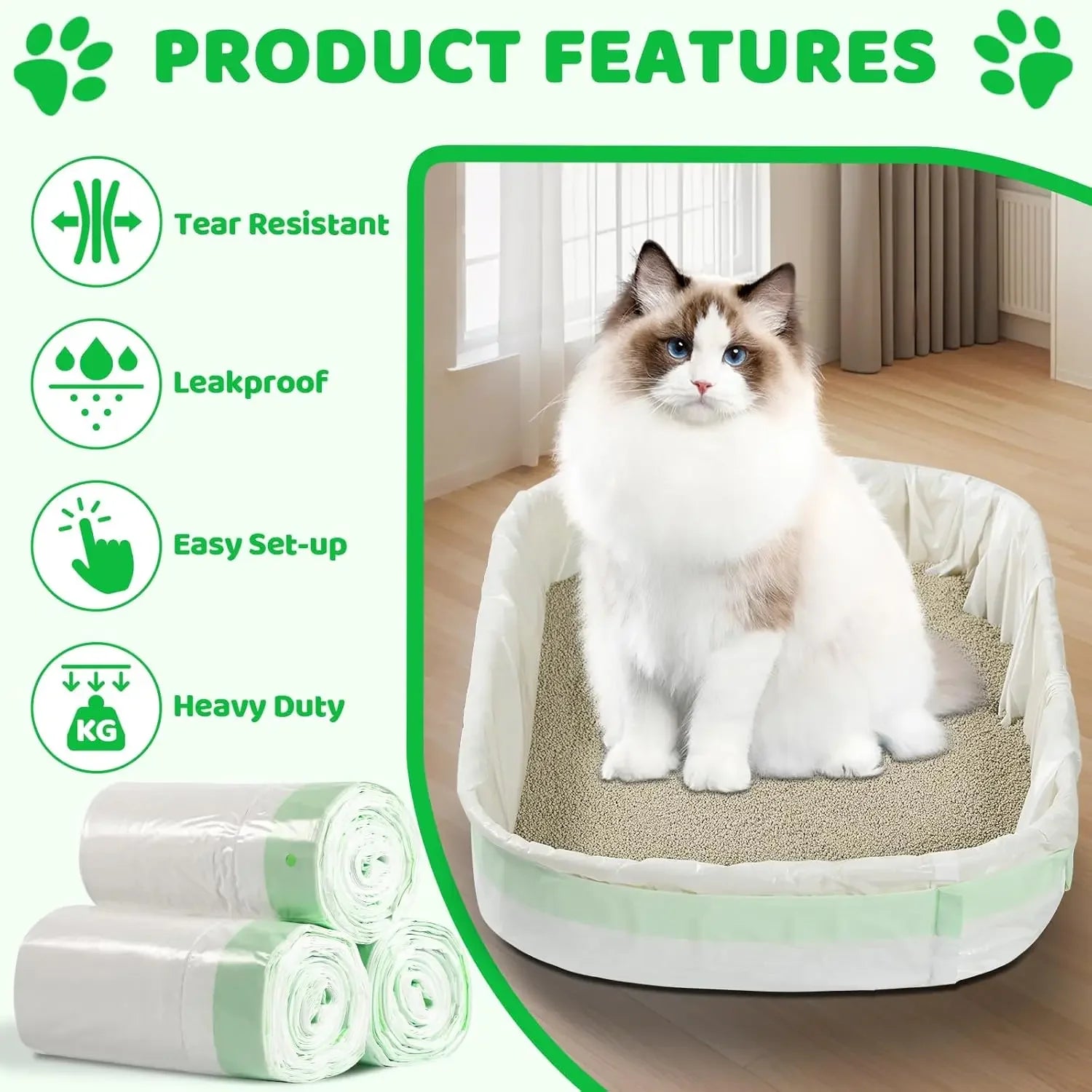 Drawstring Cat Litter Box Liners – Heavy-Duty Bags