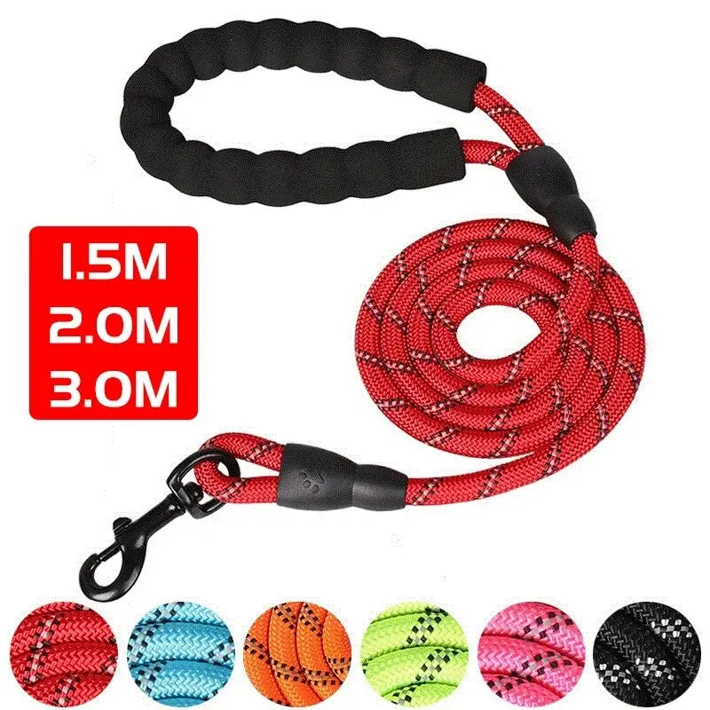 Reflective Rope Dog Leash – Padded Handle