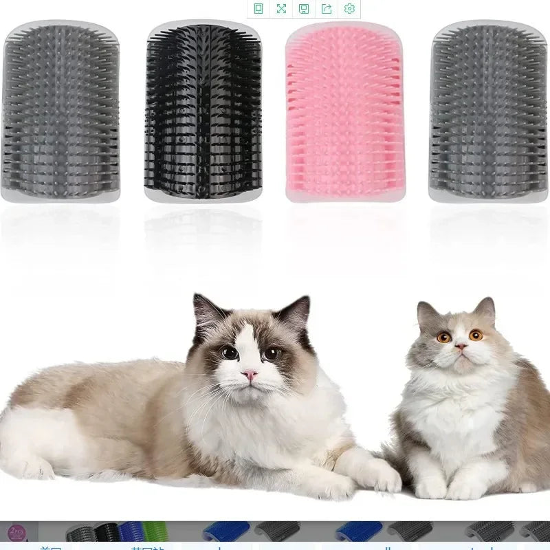 Wall-Mounted Cat Self-Grooming Brush – Corner Comb