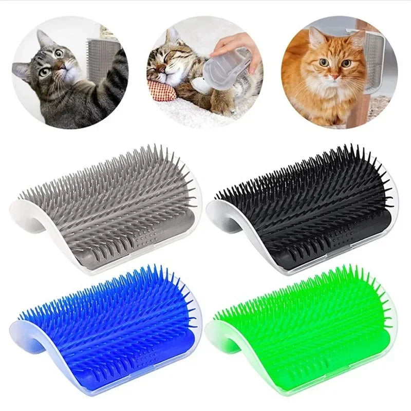 Wall-Mounted Cat Self-Grooming Brush – Corner Comb