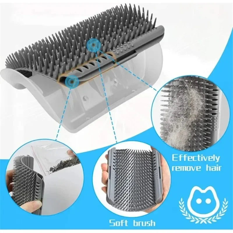 Wall-Mounted Cat Self-Grooming Brush – Corner Comb