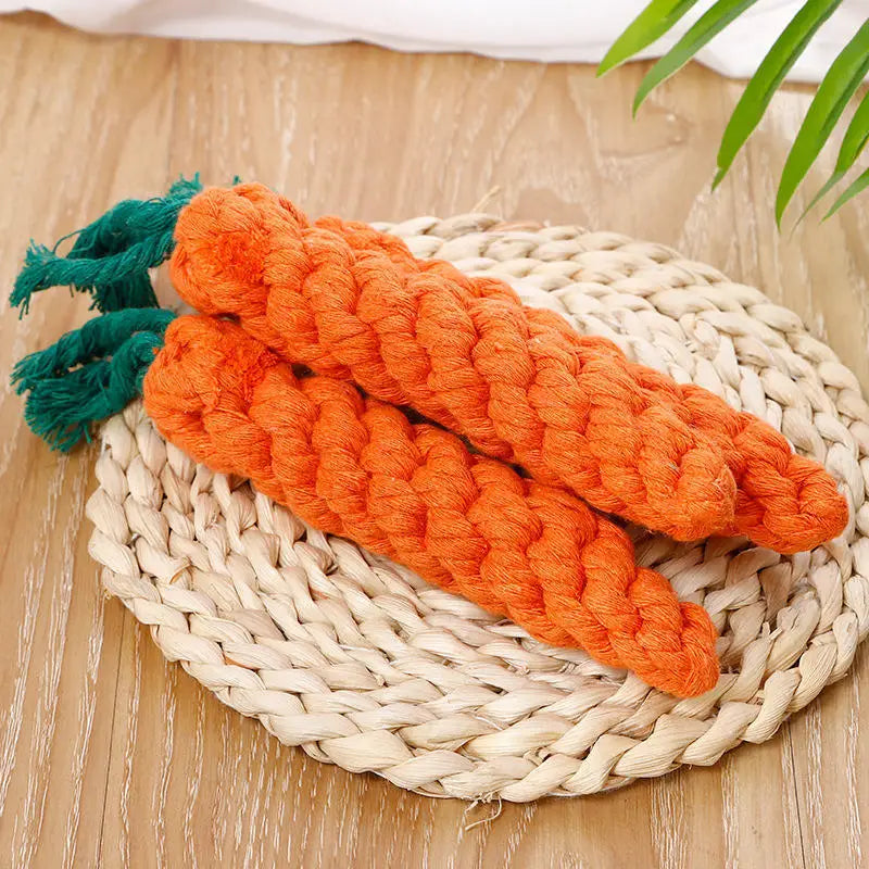 Carrot Rope Chew Toy – Cotton Knot Toy for Dogs – product view 4