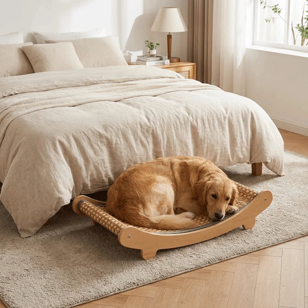 Arc Shaped Cat Rocking Chair Removable Wear-Resistant Cat Sleeping Bed Cooling Breathable Cat Scratching Pads Playing