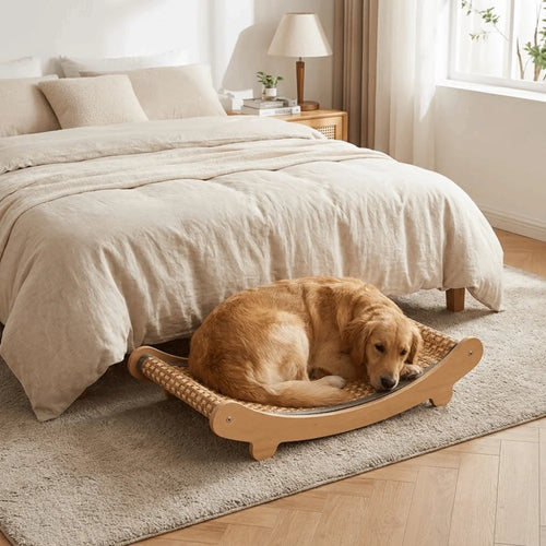 Arc Shaped Cat Rocking Chair Removable Wear-Resistant Cat Sleeping Bed Cooling Breathable Cat Scratching Pads Playing