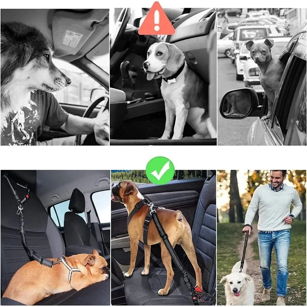 Adjustable Dog Car Seat Belt – Headrest Restraint Tether