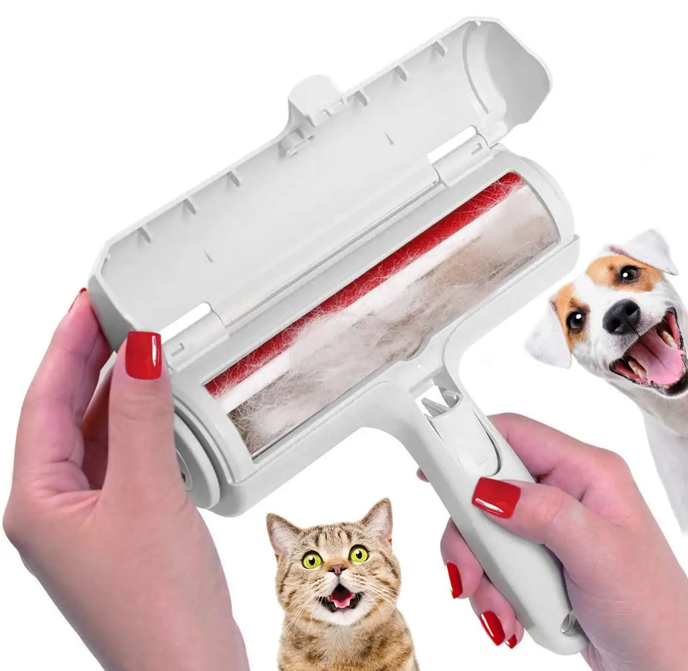 Reusable Pet Hair Remover Roller – Self-Cleaning Base